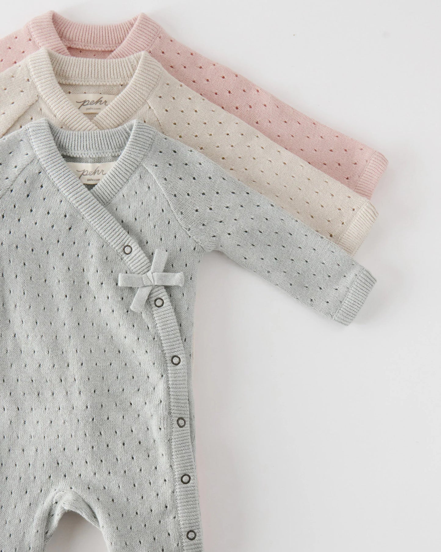 Pointelle Knit Kimono Romper | Soft Sea