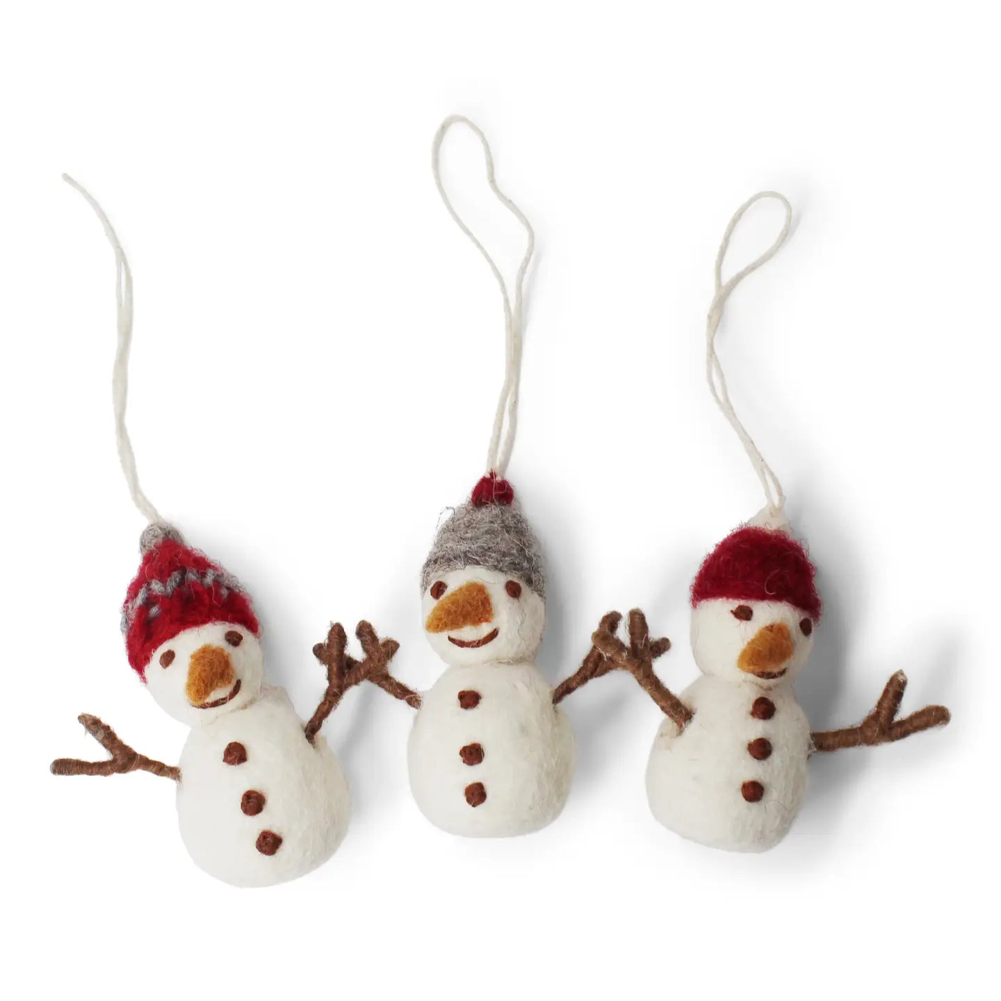 Felt Snowmen Ornaments | Set of 3
