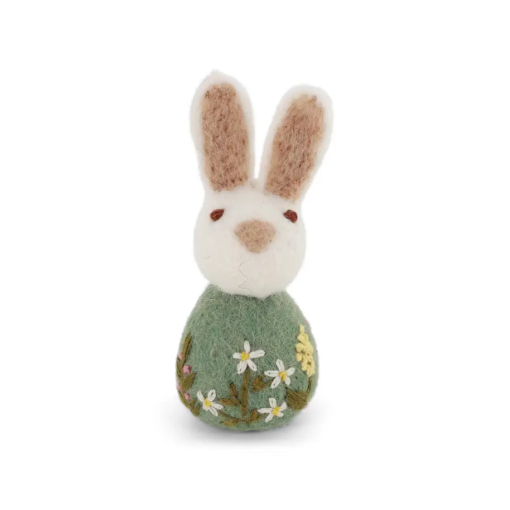Flower Embroidered Bunny | Green