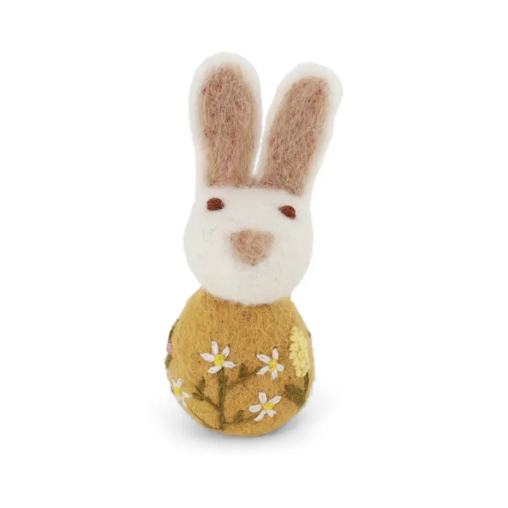Flower Embroidered Bunny | Yellow
