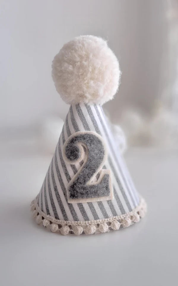 Pom Pom Pinstripe Party Hat