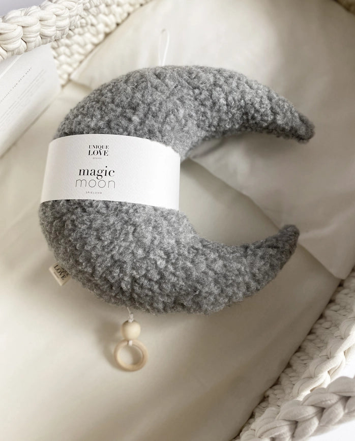 Cozy Magic Moon Musical Mobile | Stone Grey
