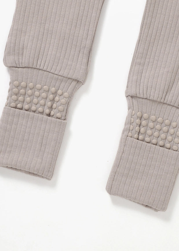 Ribbed Zipper Romper | Mushroom