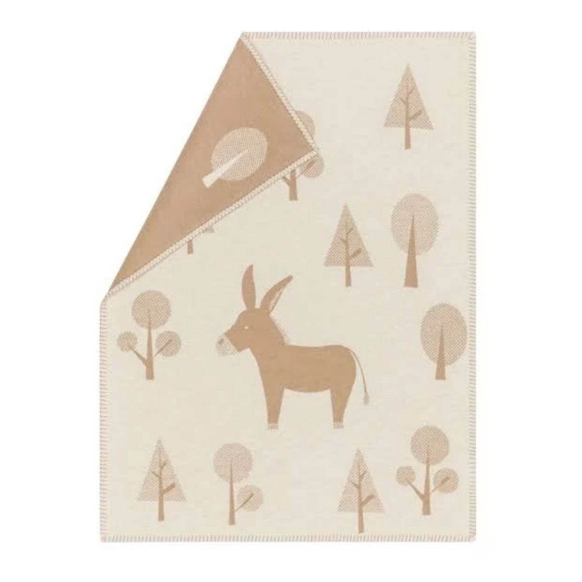 Woodland Donkey Baby Blanket | Cream & Beige
