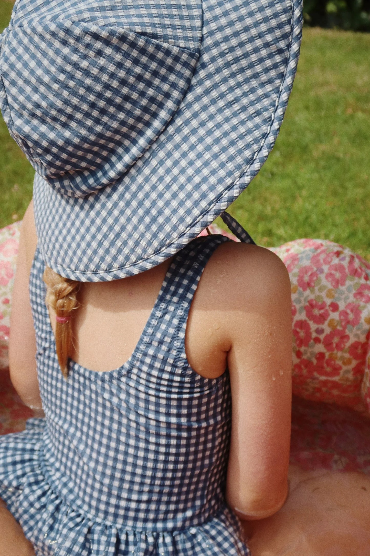 Soline Checkered Sun Hat | Vintage Indigo