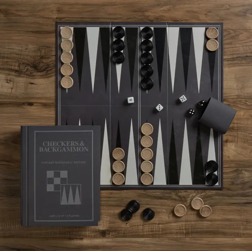 Bookshelf Board Game | Checkers & Backgammon
