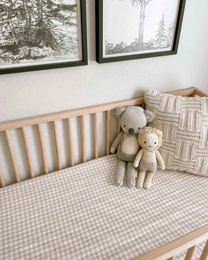 Benji Linen Fitted Crib Sheet | Gingham