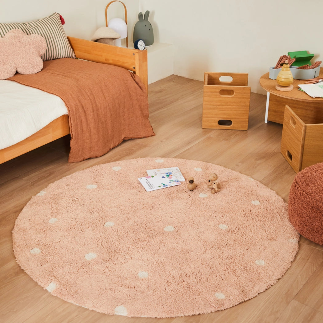 Washable Round Rug | Dot Rose