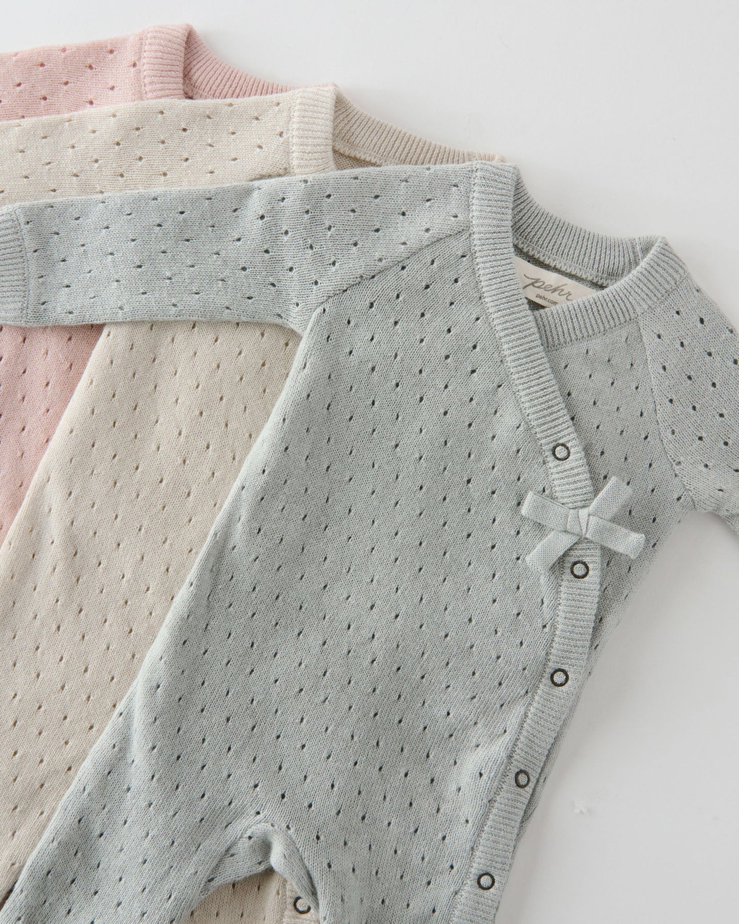 Pointelle Knit Kimono Romper | Soft Peony