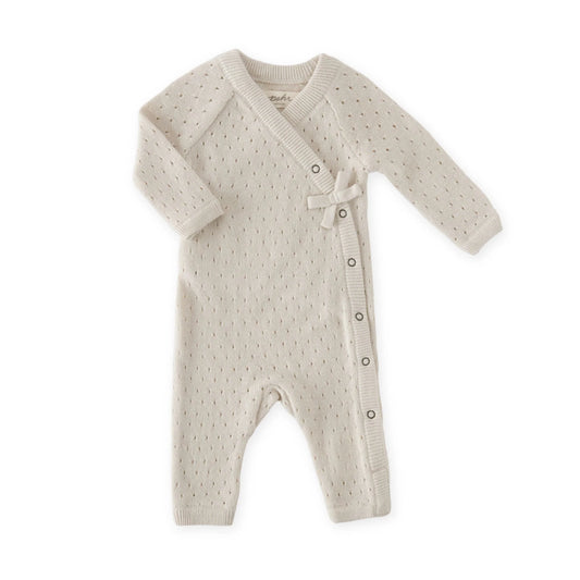 Pointelle Knit Kimono Romper | Natural
