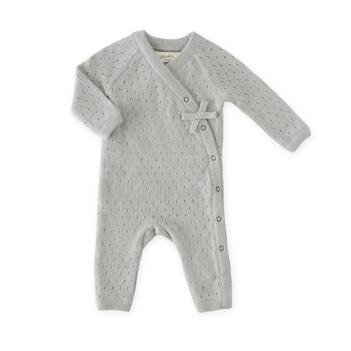 Pointelle Knit Kimono Romper | Soft Sea