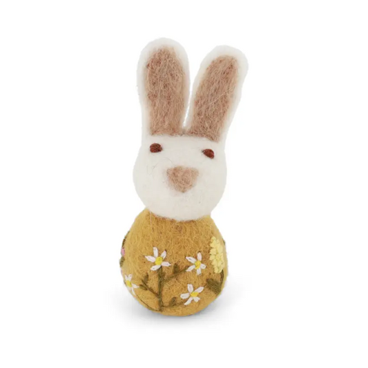 Flower Embroidered Bunny | Yellow