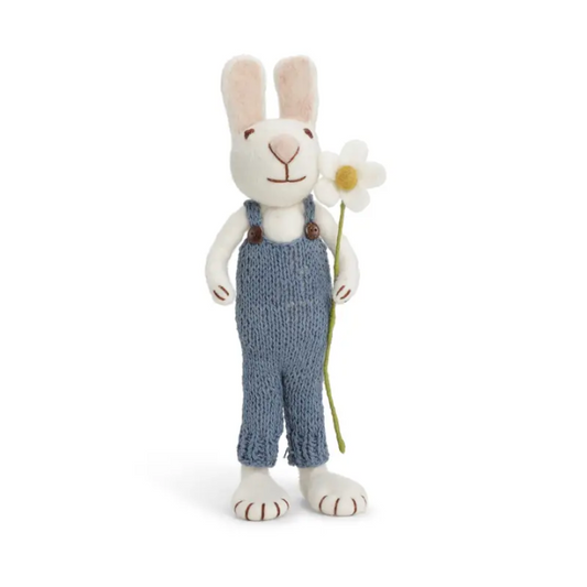 Extra Large Felt Bunny in Overalls