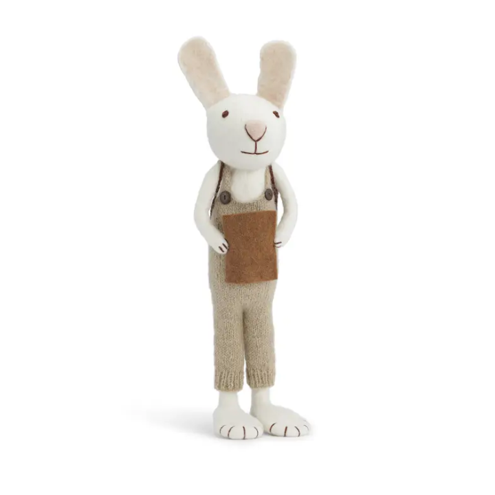Extra Large Felt Bunny in Green Overalls
