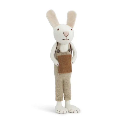 Extra Large Felt Bunny in Green Overalls