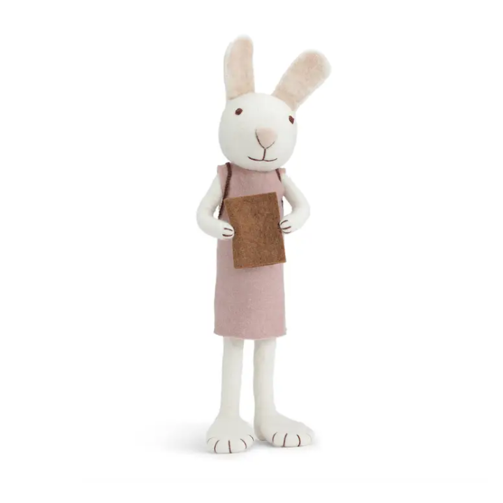 Extra Large Felt Bunny in Pink Dress