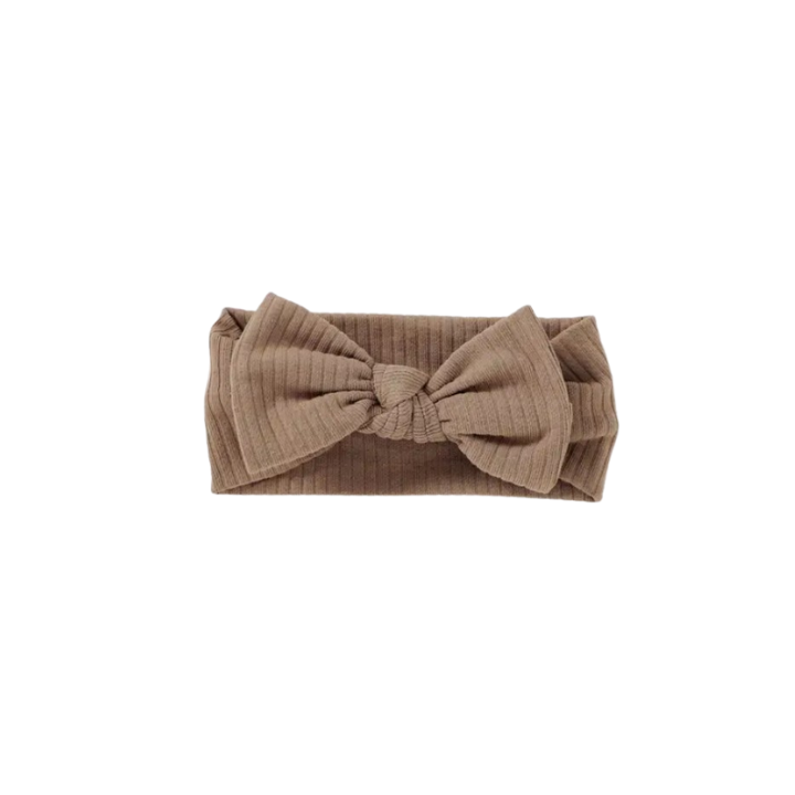 Ribbed Bow Headband | Cappuccino