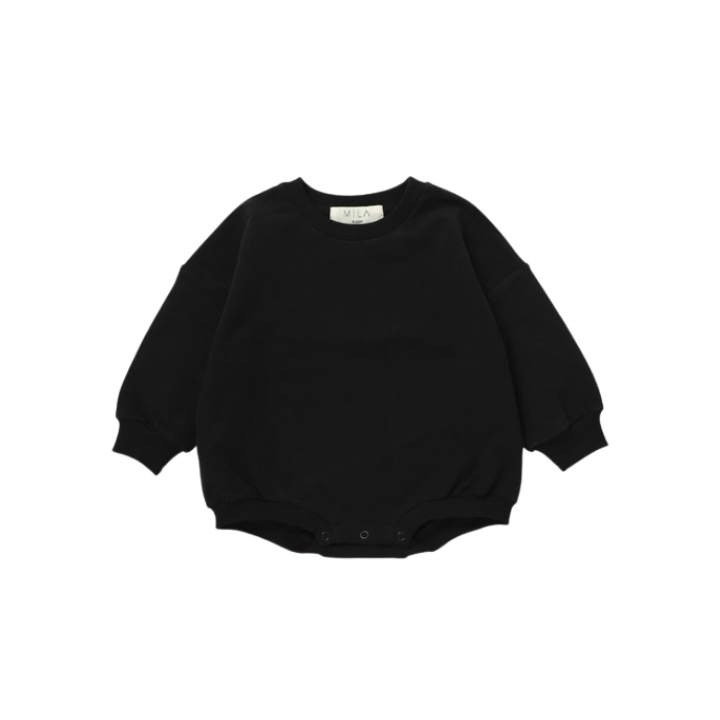 Bubble Sweatshirt Romper | Black