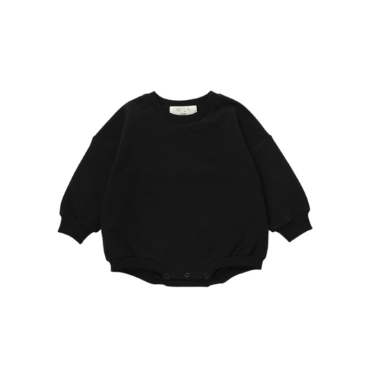 Bubble Sweatshirt Romper | Black
