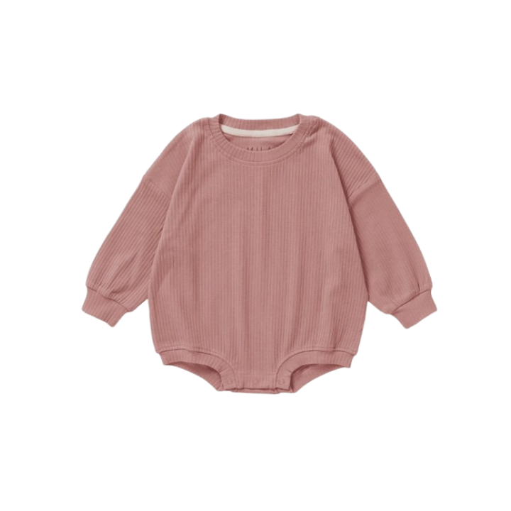 Ribbed Bubble Romper | Vintage Rose