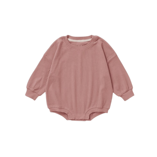 Ribbed Bubble Romper | Vintage Rose