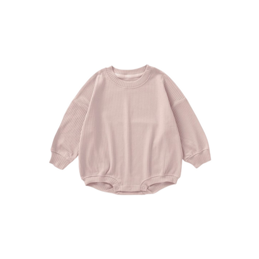 Ribbed Bubble Romper | Blush