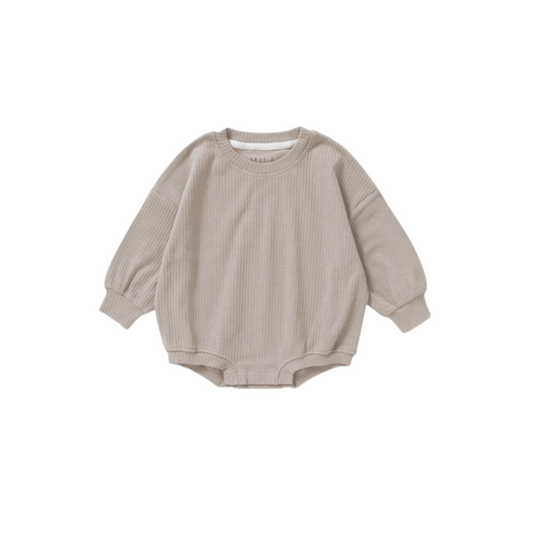 Ribbed Bubble Romper | Mushroom