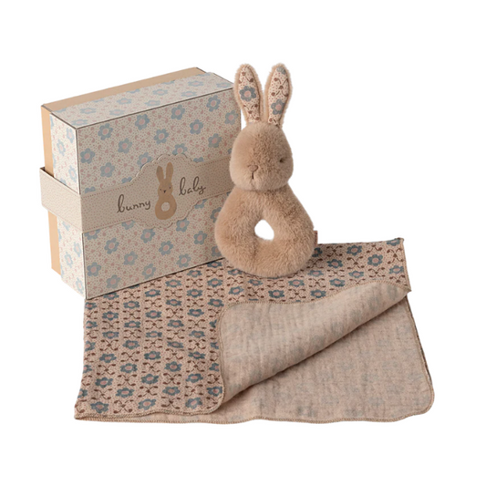 Rabbit Rattle Set | Cream Peach