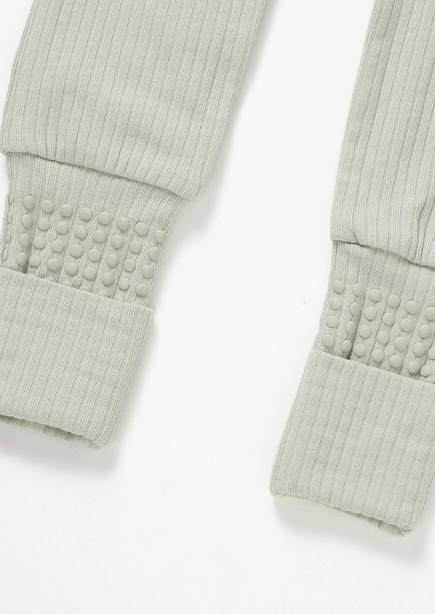 Ribbed Zipper Romper | Pistachio