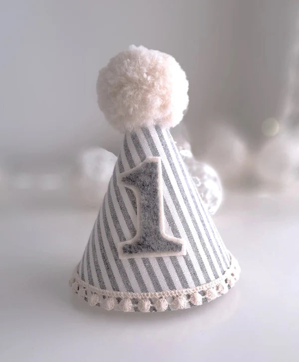 Pom Pom Pinstripe Party Hat