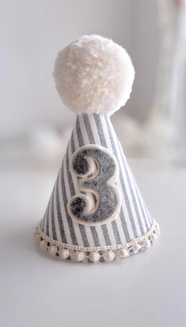 Pom Pom Pinstripe Party Hat