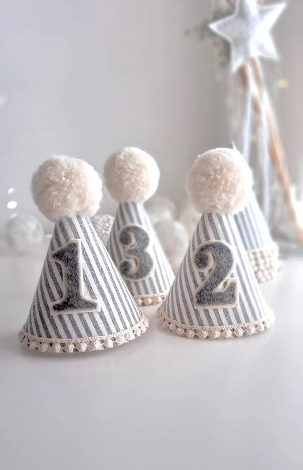 Pom Pom Pinstripe Party Hat