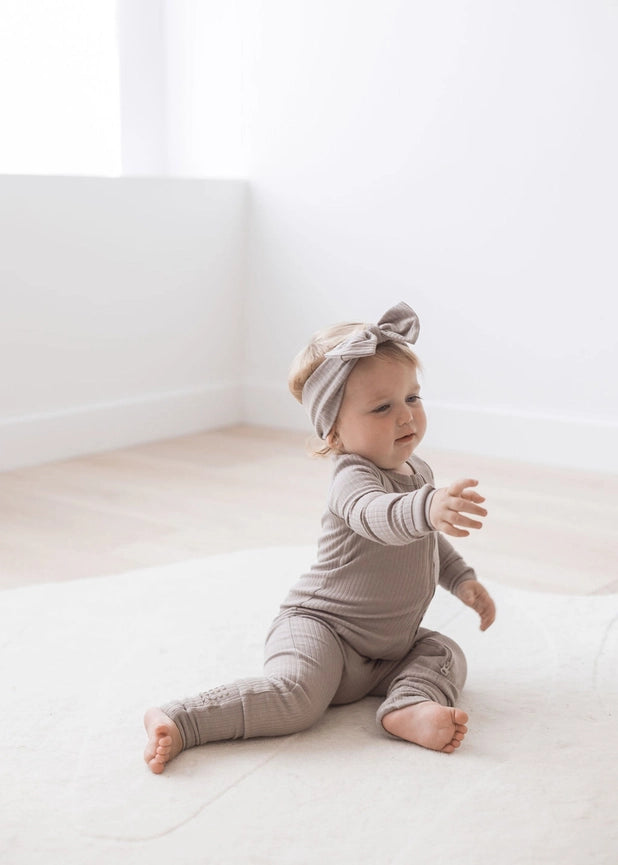 Ribbed Zipper Romper | Mushroom