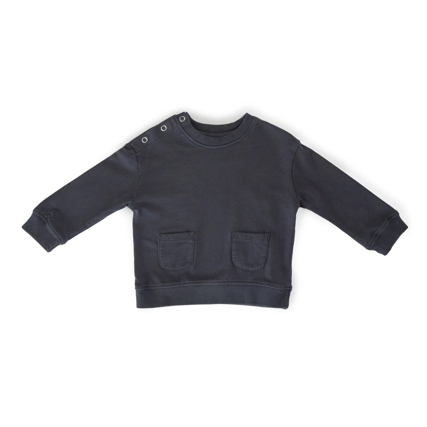 French Terry Shoulder Snap Sweatshirt | Ink Blue