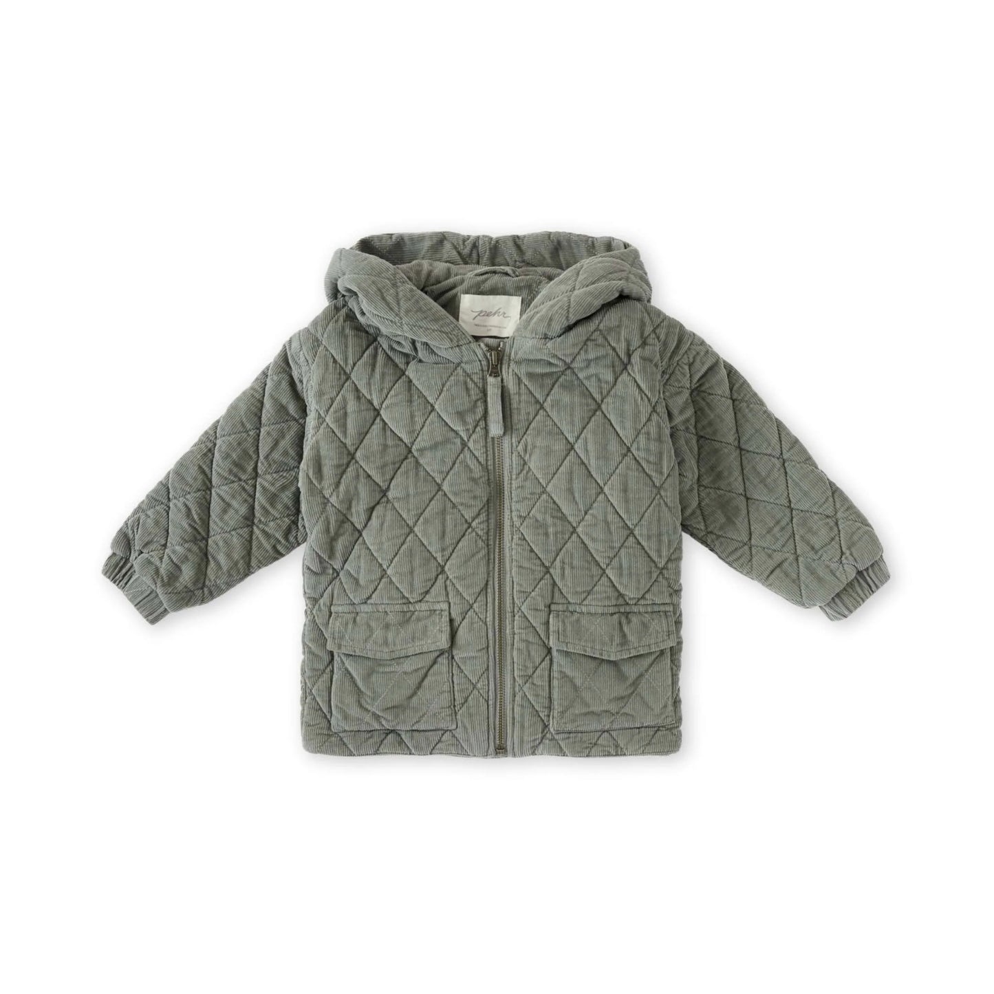 Corduroy Quilted Jacket | Sage