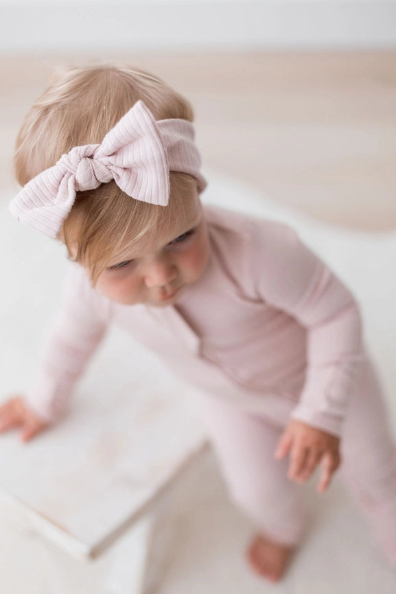 Ribbed Bow Headband | Blush