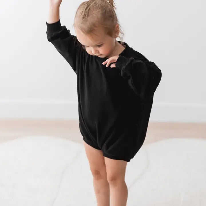 Bubble Sweatshirt Romper | Black