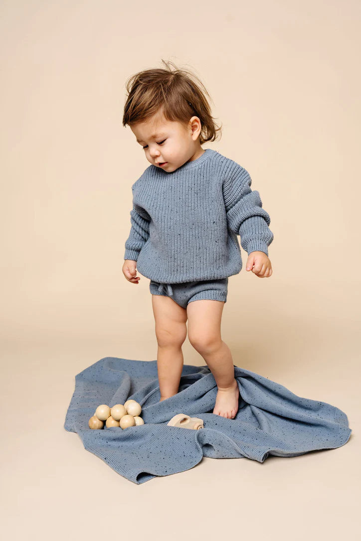 Chunky Knit Sweater | Blue Speckle