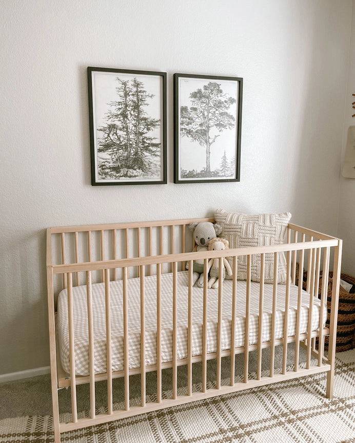 Benji Linen Fitted Crib Sheet | Gingham