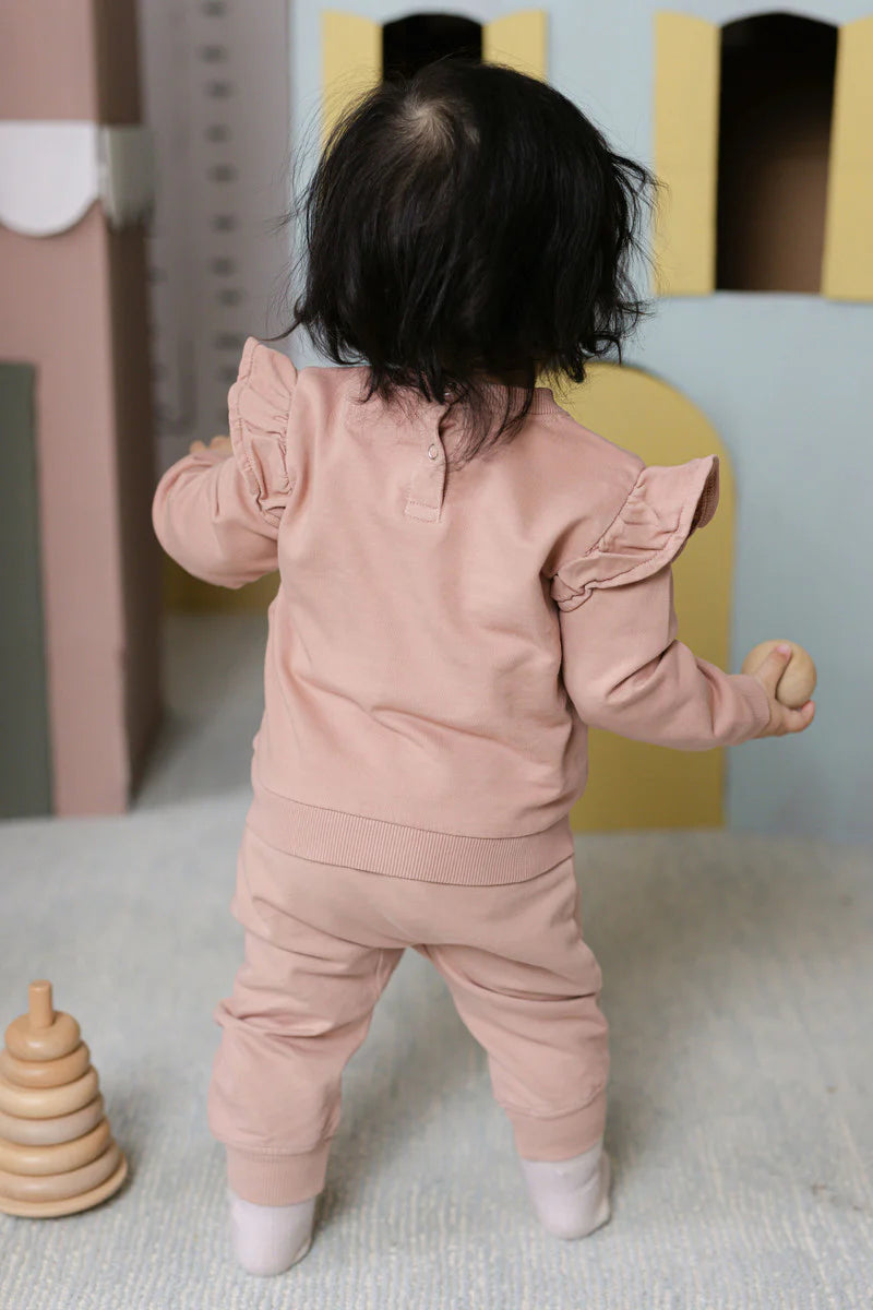 French Terry Ruffle Sweatshirt | Soft Peony
