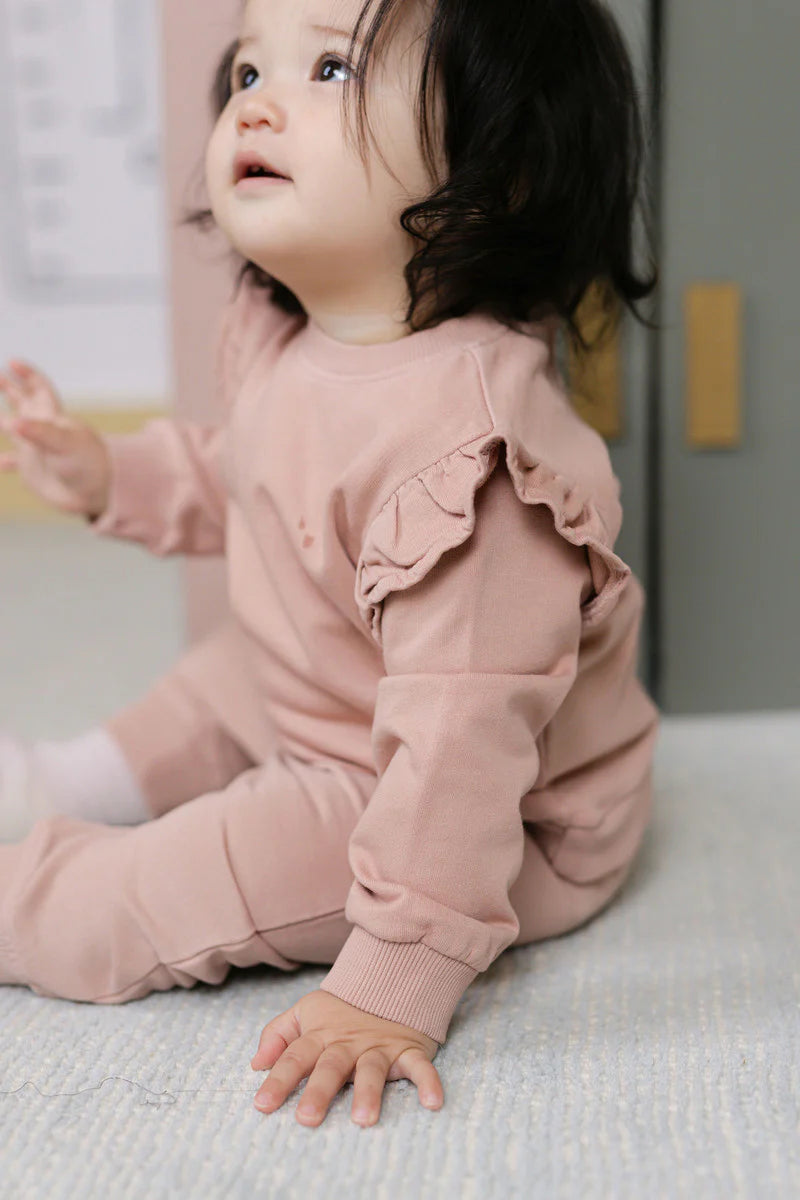 French Terry Ruffle Sweatshirt | Soft Peony