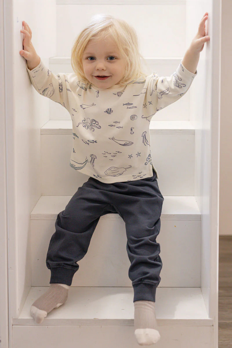 French Terry Harem Pant | Ink Blue