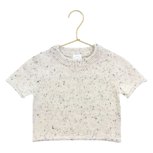 Knit Short Sleeve Tee | Cream Speckle