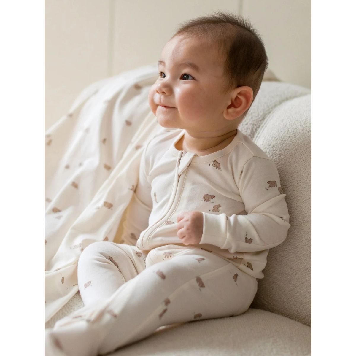 Peyton Zipper Sleeper | Bear / Truffle + Thyme