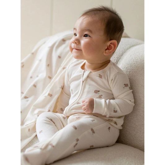 Peyton Zipper Sleeper | Bear / Truffle + Thyme
