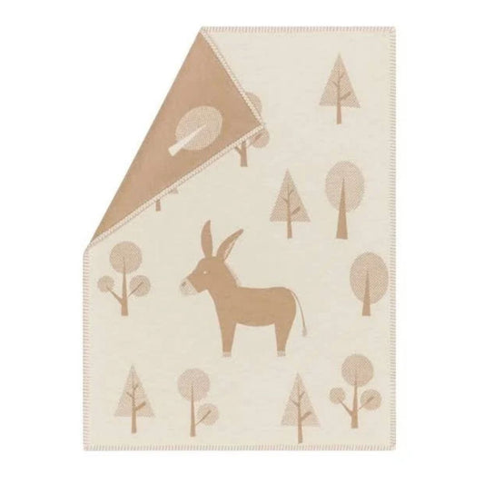 Woodland Donkey Baby Blanket | Cream & Beige