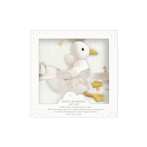 Mother Goose Swaddle & Rattle Gift Box