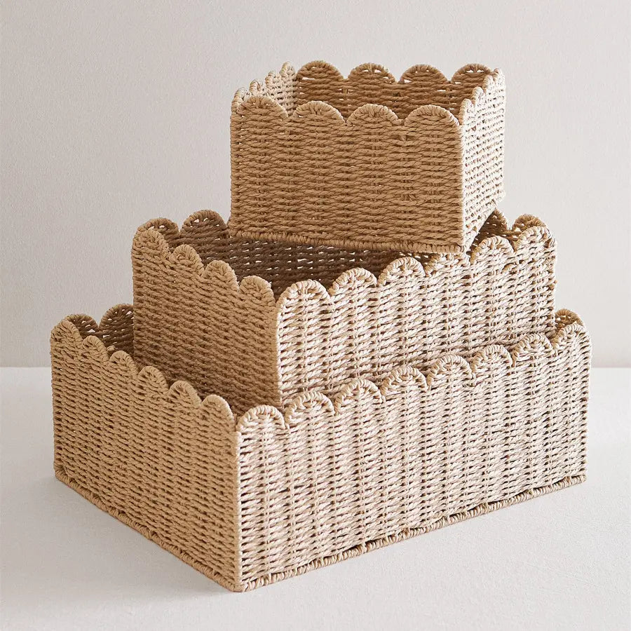 Woven Scalloped Storage Baskets
