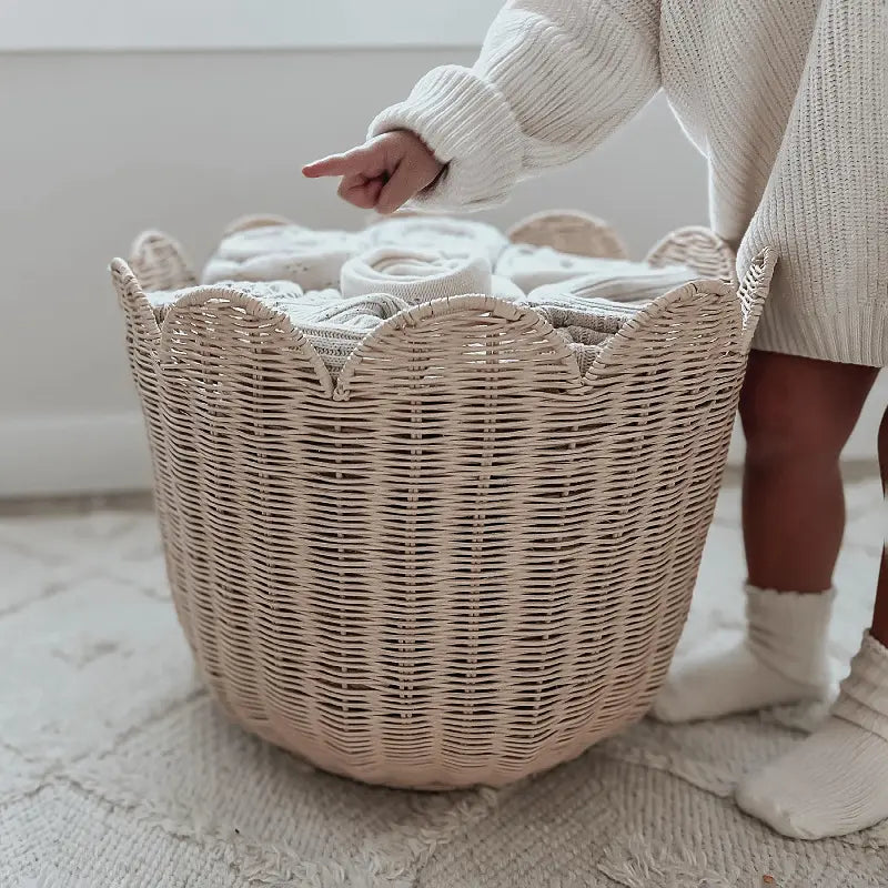 Scalloped Wicker Basket