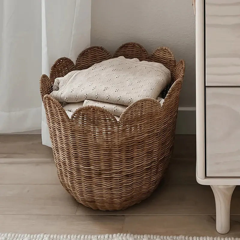 Scalloped Wicker Basket